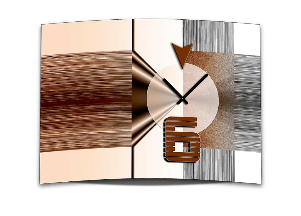 Horloge murale silencieuse 3D Dixtime marron blanc design sans tic-tac