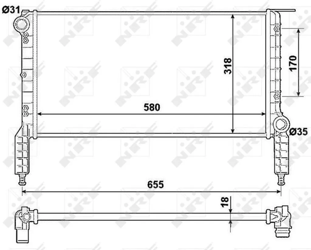 Radiateur moteur en aluminium NRF 53788 haute performance Doblo
