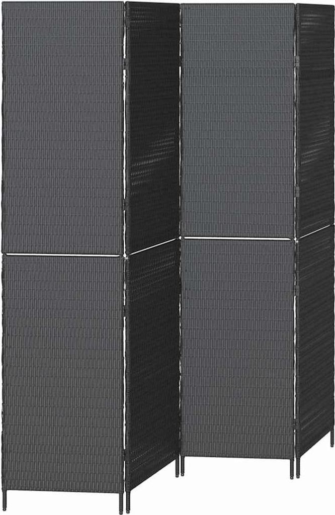 vidaXL Raumteiler Schwarz 195 x 180 cm Poly-Rattan