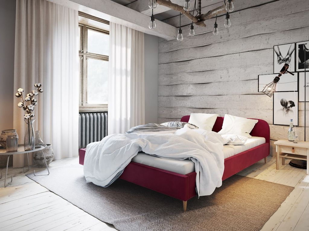 Polsterbett mit Stauraum LETICIA – 180x200, Rot