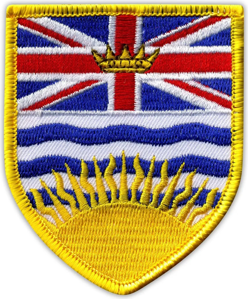 Insigne Brodé des Armoiries Colombie-Britannique avec Fixation Aimantée