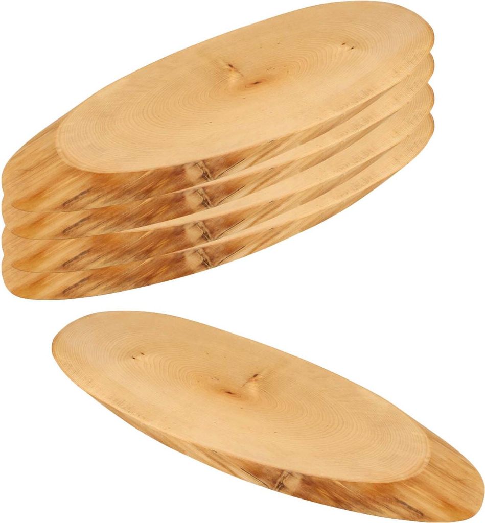 5 Stück Servierbrett Baumscheibe - Birke - 45 x 17 x 2,5cm