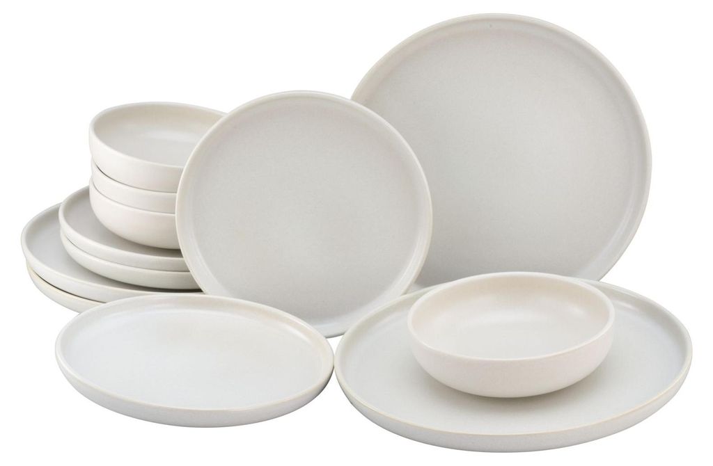 CreaTable Uno Offwhite Tellerset 12-tlg Steinzeug Produktbild 