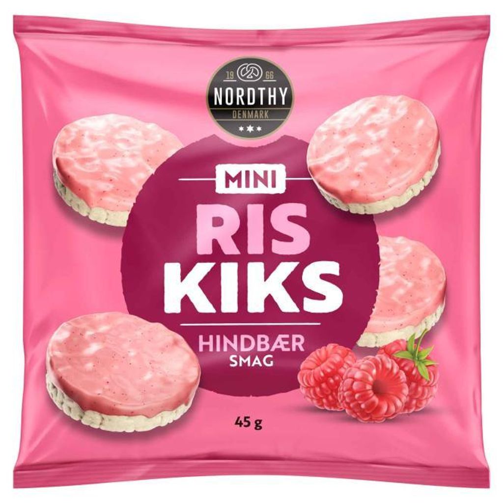 Nordthy Mini Ris Kiks Hindbær 45g Produktbild 