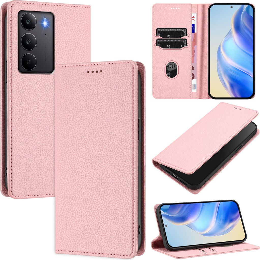 Litchi Leder Handyhülle für Realme C75 4G Wallet Produktbild 
