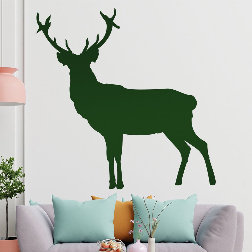KIWISTAR Hirsch Geweihträger Wandtattoo in 6 Größen - Wandaufkleber Wall Sticker - Dekoration, Küche, Wohnzimmer, Schlafzimmer, Badezimmer