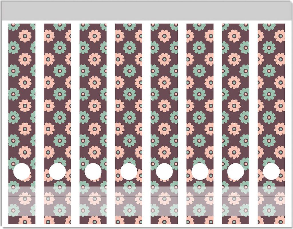 Wallario Ordnerrücken Sticker, selbstklebend für schmale Ordner, 8 Stück, Motiv Muster mit grünen und rosa-farbenen Blüten