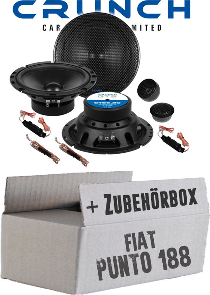 Lautsprecher Boxen Crunch GTS6.2C - 16,5cm 2-Wege System GTS 6.2C Auto Einbauzubehör - Einbauset passend für Fiat Punto 2 188 Front - justSOUND