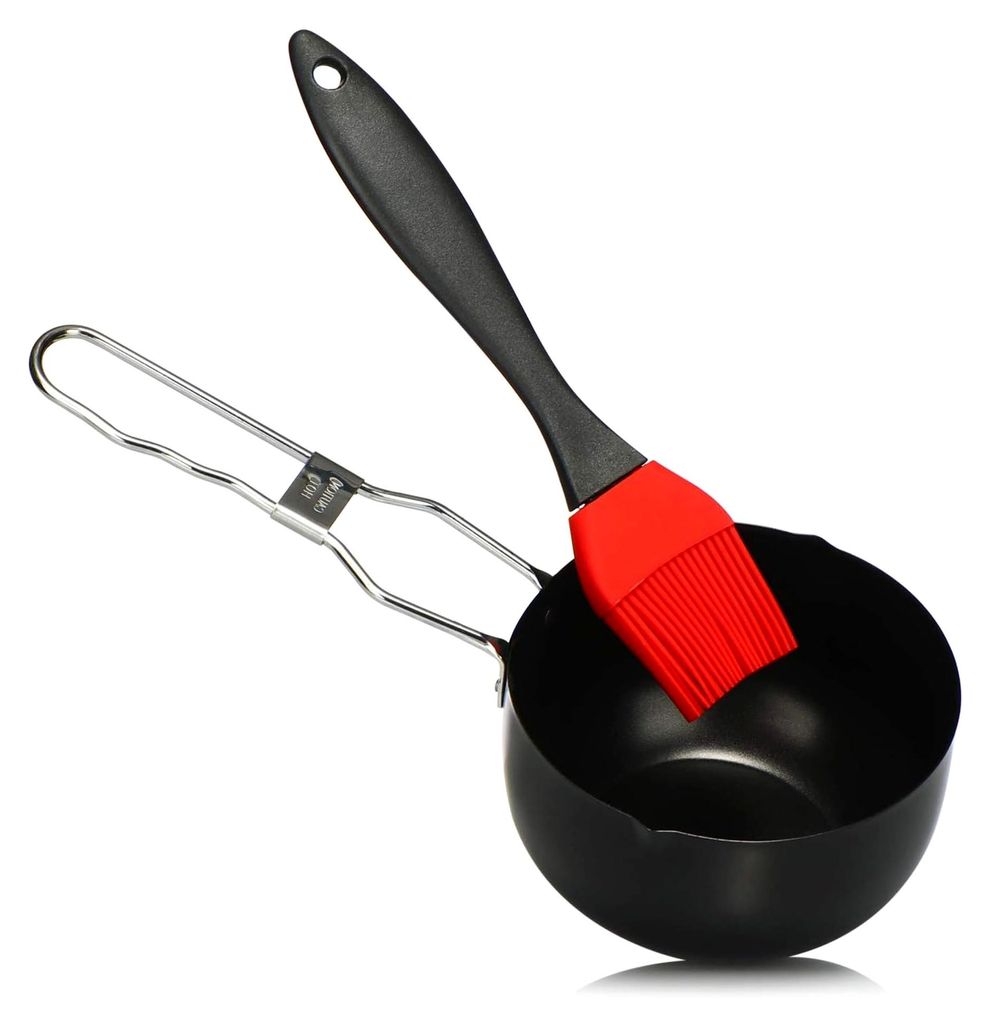 2-teiliges Glasier-Set - Stielkasserolle und Silikonpinsel für BBQ, Grill, Küche, Patisserie und Weihnachtsbäckerei - 400 ml