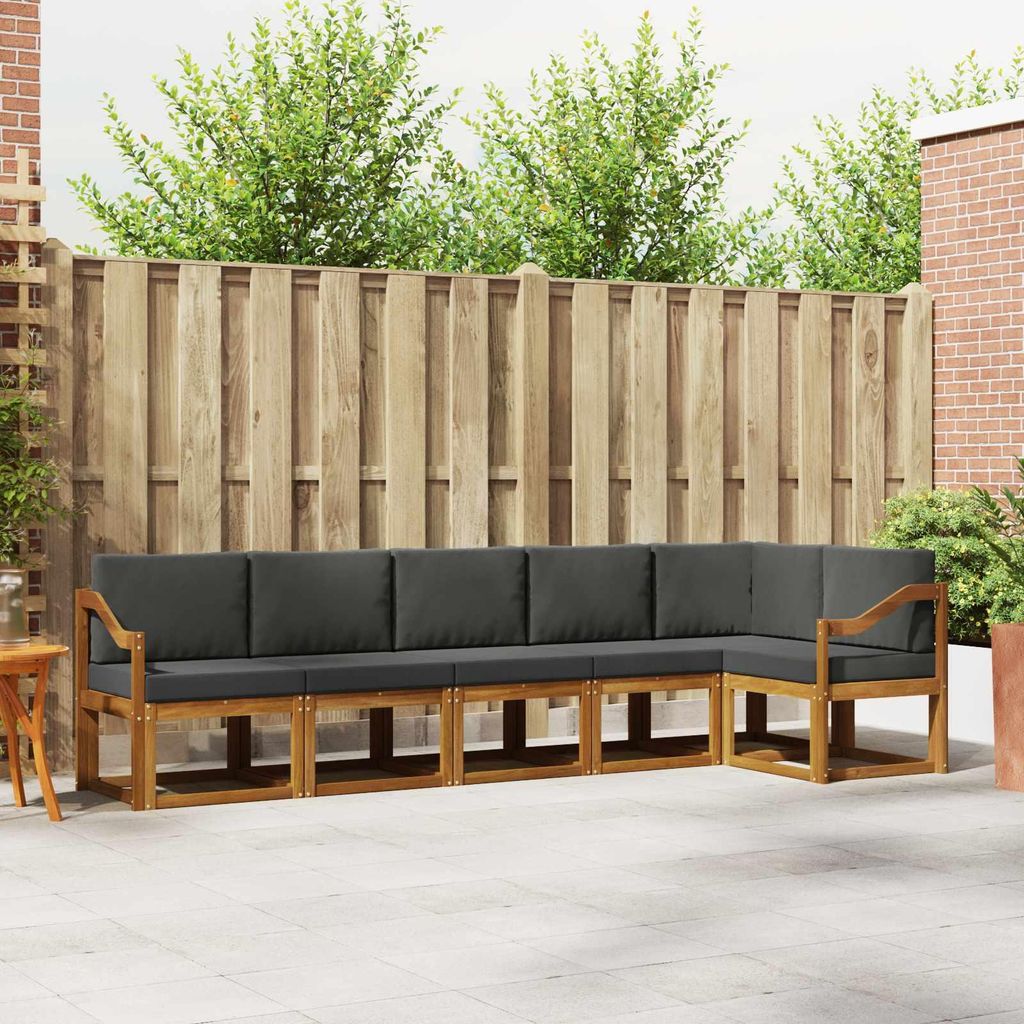 Outdoor-Sofagarnitur - VIDAXL - Terrassen-Sofa - mit Kissen - 6 pcs - Natur und Anthrazit