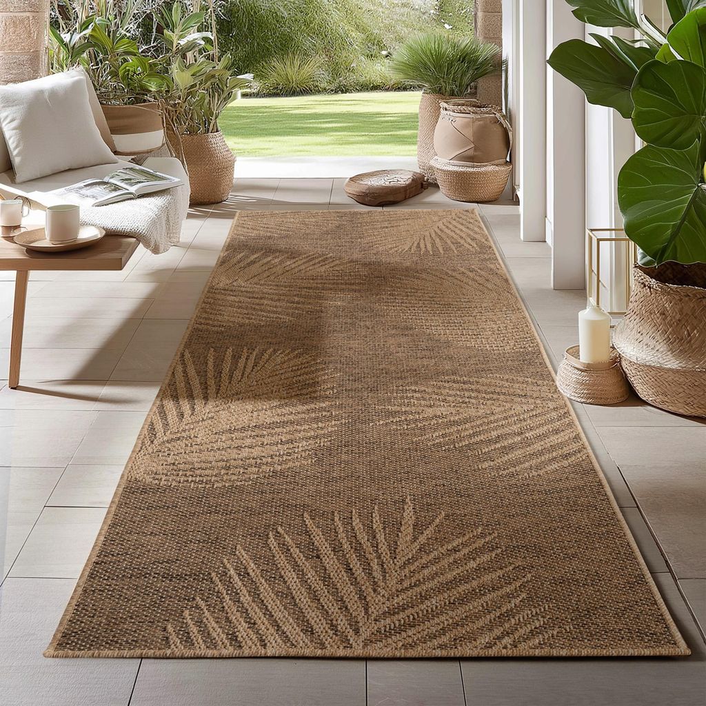 Carpetsale24 In- & Outdoor Teppich Wetterfest im natürlichen Jute-Look, ideal für Wohnzimmer, Küche, Terrasse & Balkon, Grösse: 80x250 cm