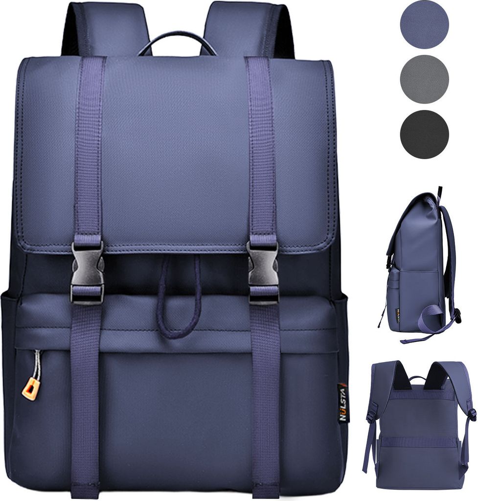 Laptop Rucksack mit Klappe Damen Herren 20L, 15,6 Zoll Laptoptasche Wasserdicht Schulrucksack, Arbeitstasche für Büro Uni Freizeit Alltag, Marine...