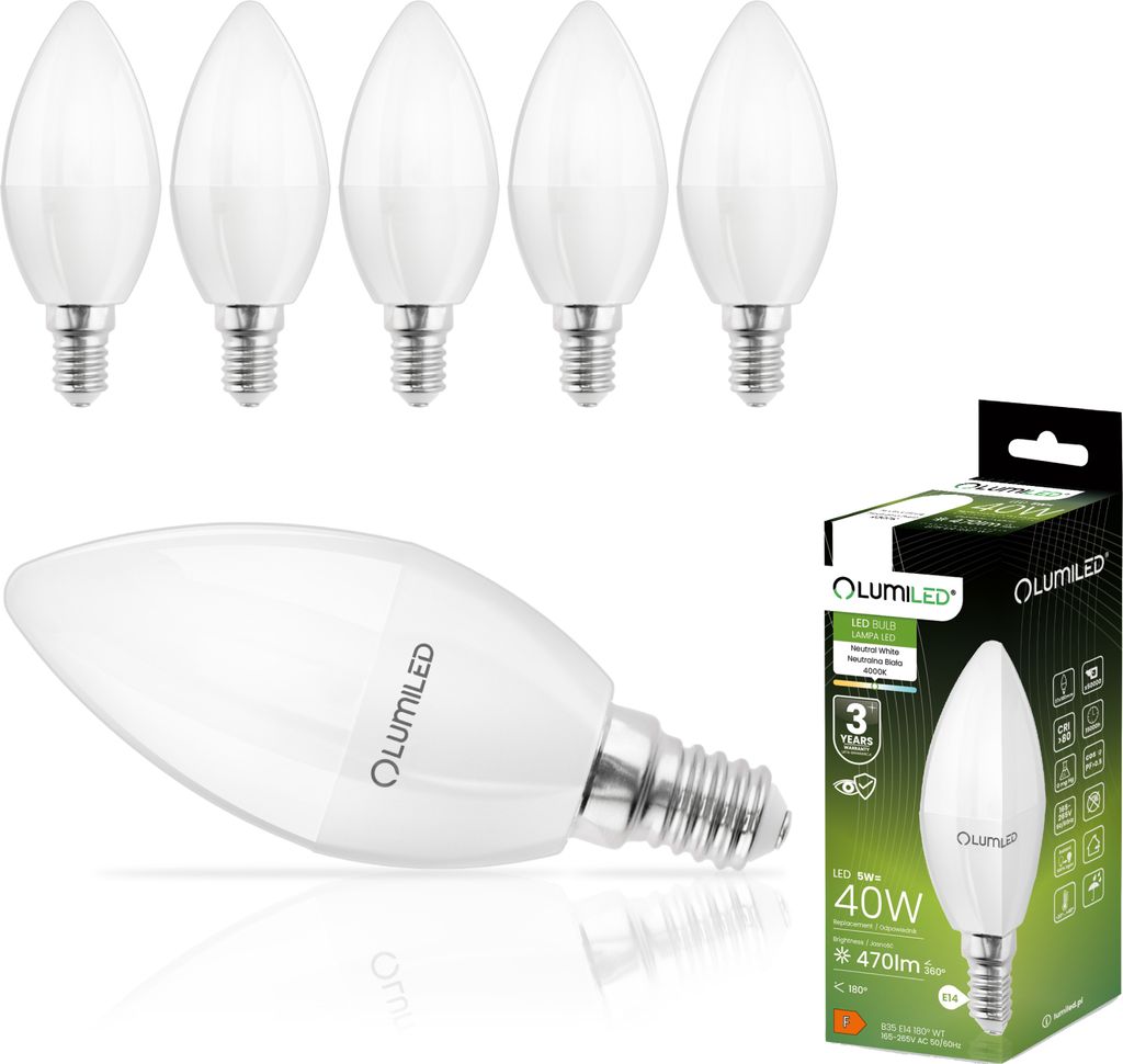 LUMILED B35 E14 LED Lampe 5W (ersetzt 40W), 470 Lumen, Produktbild 