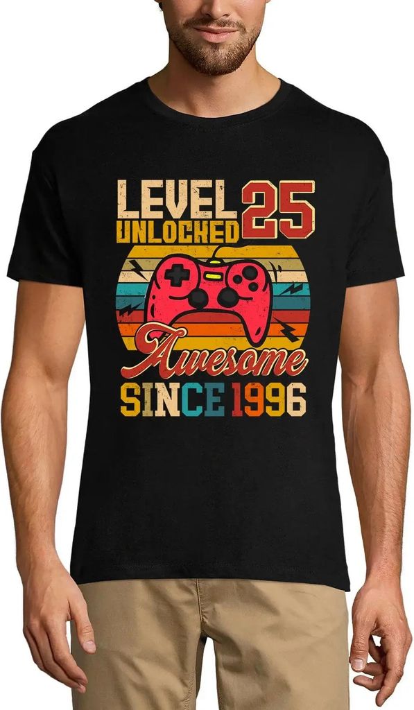 Herren Grafik T-Shirt Stufe 25 freigeschaltet – Level 25 Unlocked – Geschenk 25. Geburtstag Jahrestag 25 Jahre Jubiläum 25 Jährige Mann Jahrg...