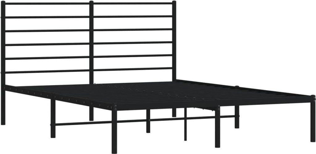 vidaXL Bettgestell mit Kopfteil Metall Schwarz 140x190 cm