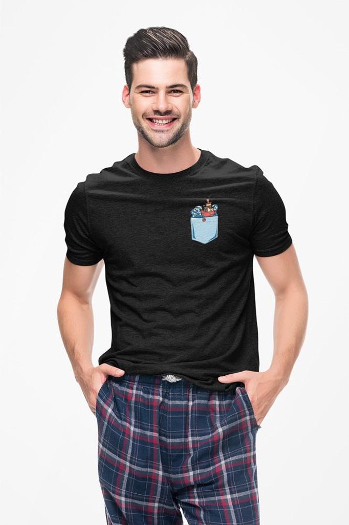 D&B Uni Polo PO00002 Angry Waves Pocket Schwarz-Größe S