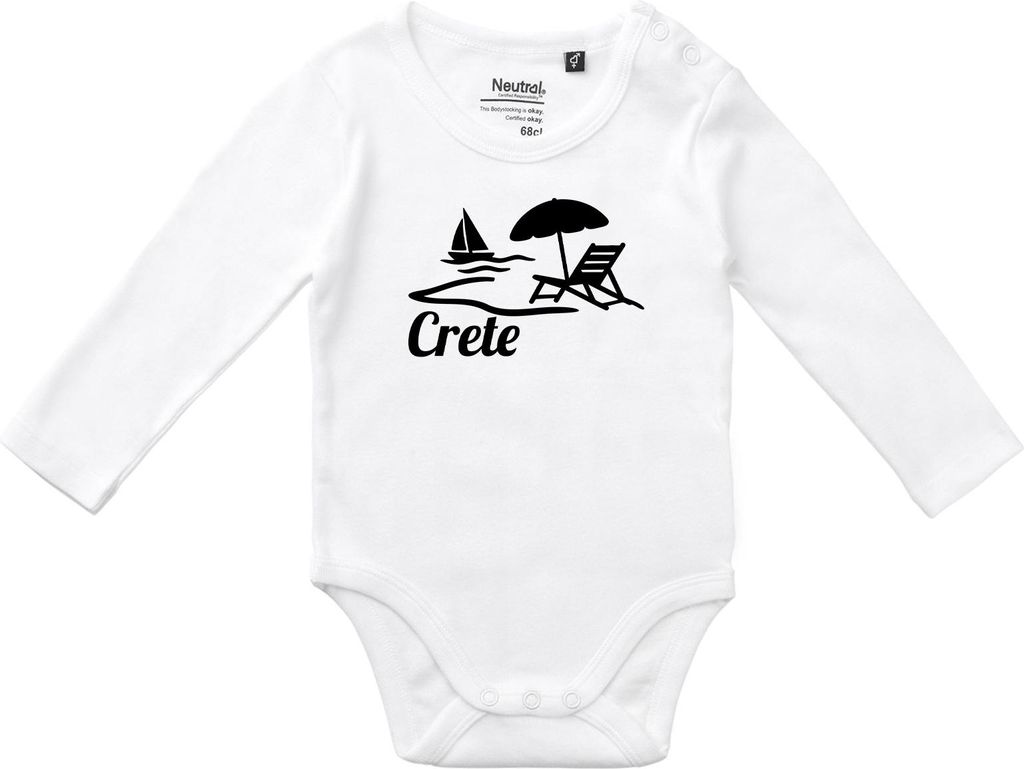 Huuraa Baby Body Crete Griechenland 62 White Baumwolle Fairtrade Langarmbody Geschenkidee