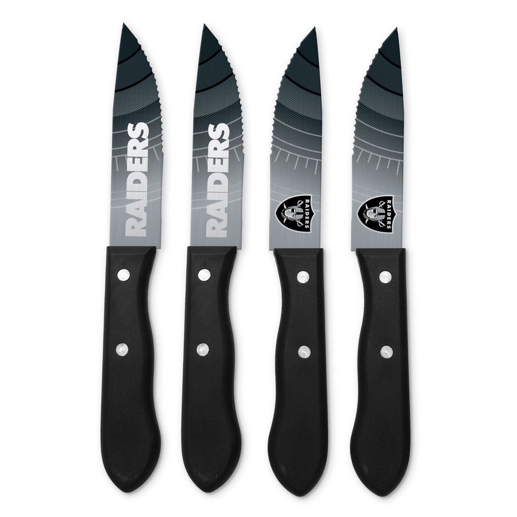 NFL Las Vegas Raiders Steakmesser 4-teilig Set Football Messer Set Barbecue
