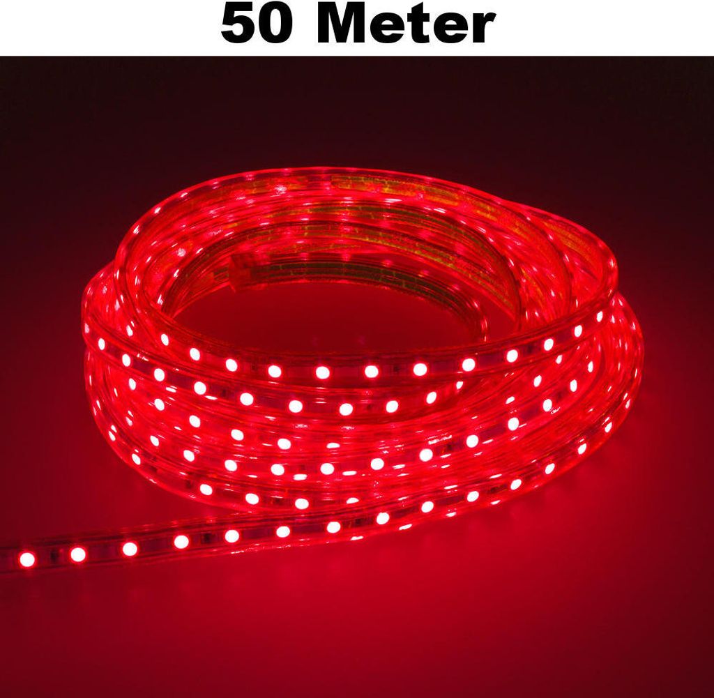 Leuchtstreifen SMD2835 60 LED/Meter LED Strip Stripe Lichtleiste Lichterkette Lichtband Lichtstreifen Band Rot 50 Meter Länge Komplett Set