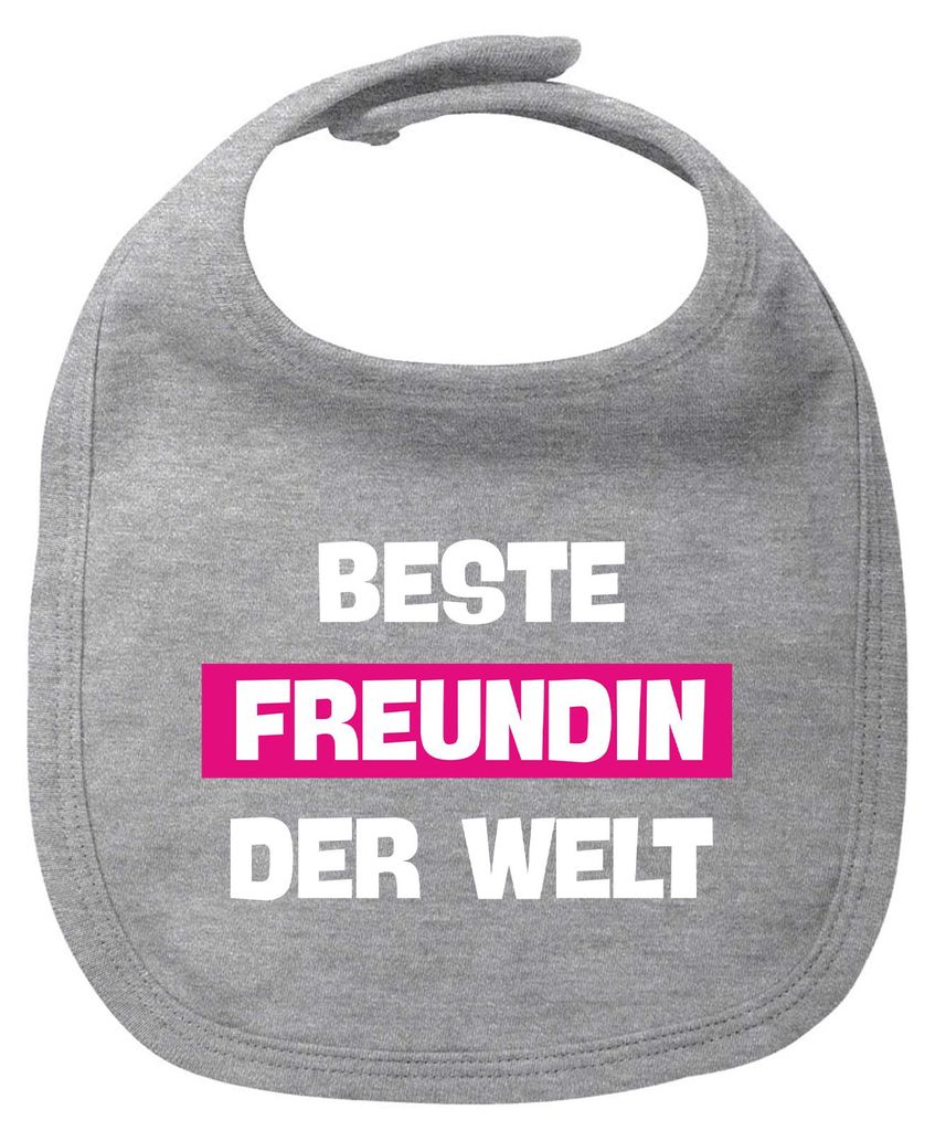 Huuraa Baby Lätzchen Beste Freundin der Welt Heather Grey Klettverschluss Baumwolle Latz Geschenkidee