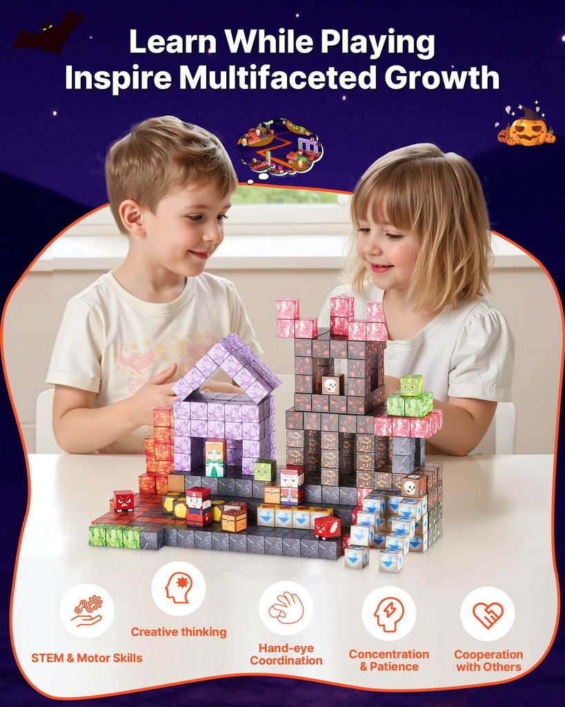 WYRIAZA 138 Pezzi Costruzioni Magnetiche per Bambini, 2CM Blocchi Cubi Magnetici per Bambini, Giochi Magnetici per Ragazzi e Ragazze 3 4 5 6 7 8 9 10Anni
