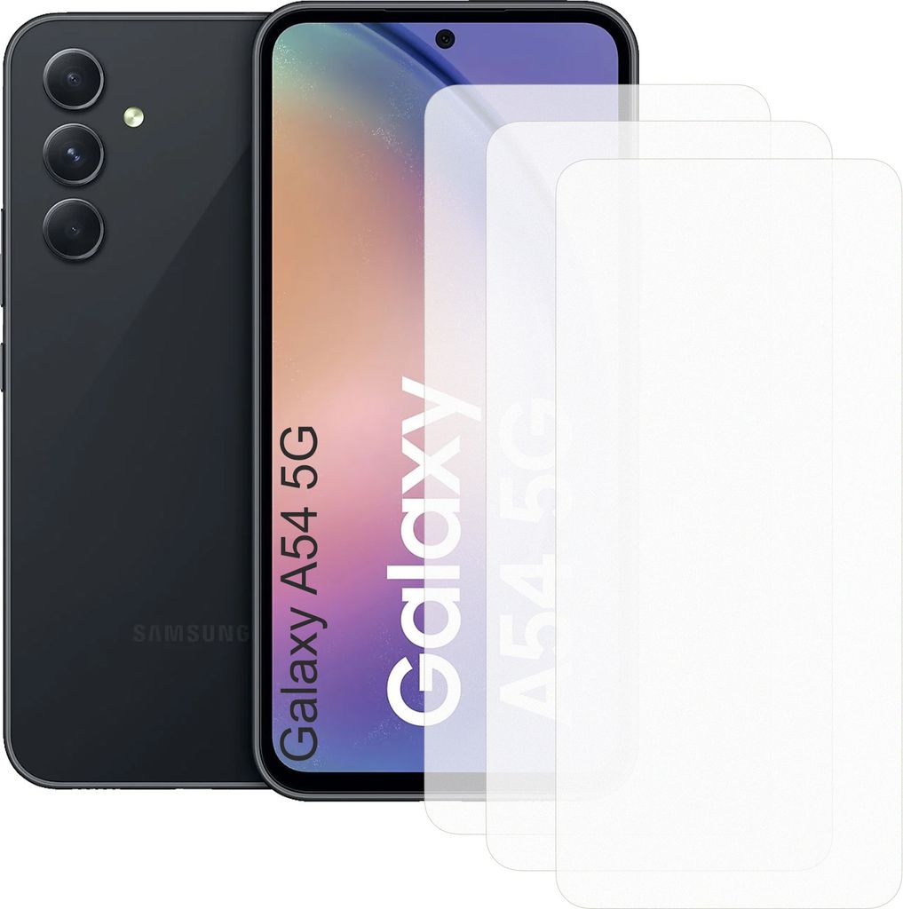 Drei Stück (3x) Display-Schutzfolie Displayschutz-Glas 9H Glas für Samsung Galaxy A54 5G