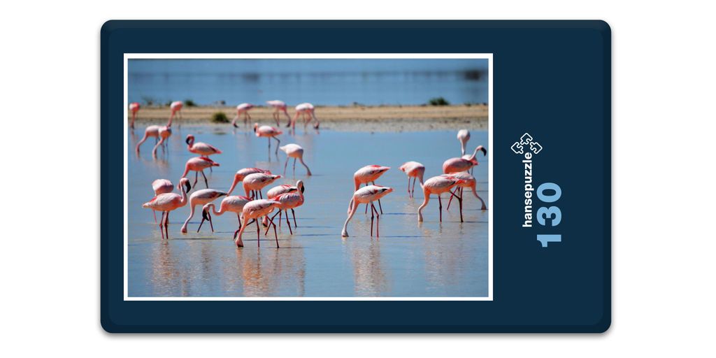 hansepuzzle 18306 - Flamingos Puzzle, 130 Teile, Natur, 28,7 x 20,0cm mit hochwertiger Aufbewahrung, Kartonbox und wiederverschließbarem Beutel
