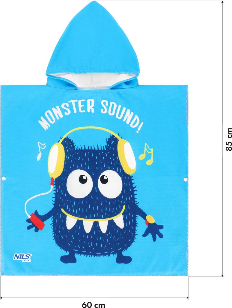 Badeponcho Kinder Badetuch Poncho mit Kapuze Weich Säugfähig Badehandtuch Strandponcho Strandtuch Kapuzen-Handtuch Monster