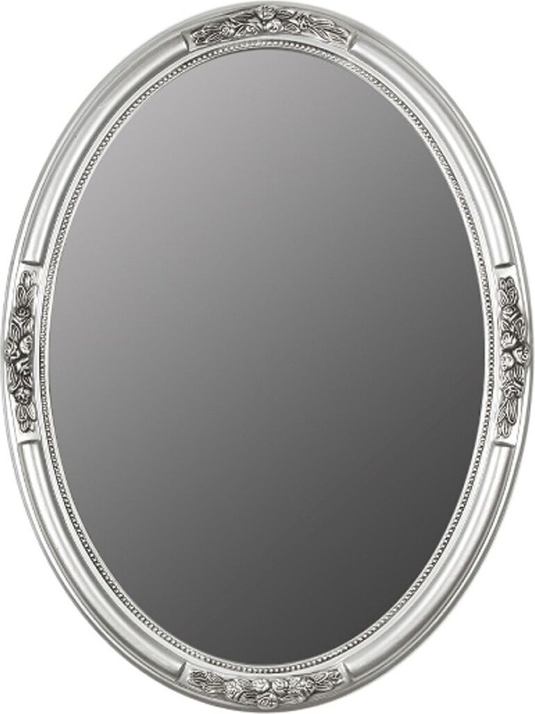 Casa Padrino Barock Wandspiegel Oval Silber Höhe 77 cm, Breite 57 cm - Edel & Prunkvoll - Vintagelook - Handgefertigt