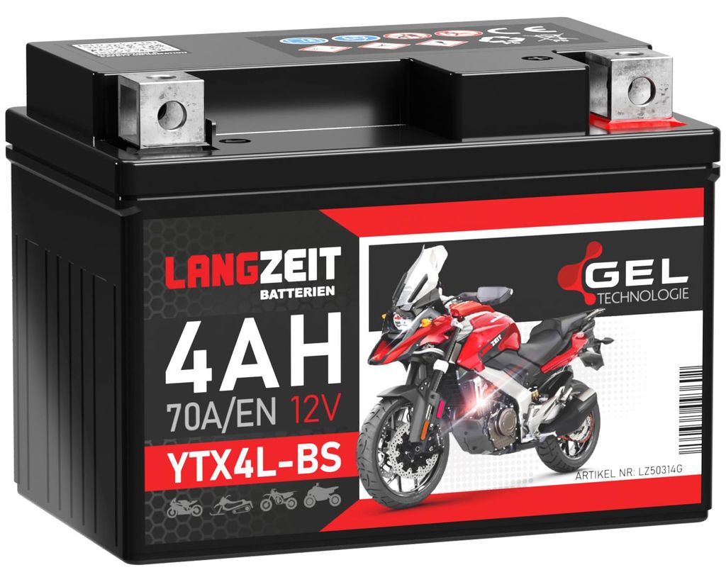 LANGZEIT YTX4L-BS GEL Roller Batterie 12V 4Ah 70AEN GEL Produktbild 