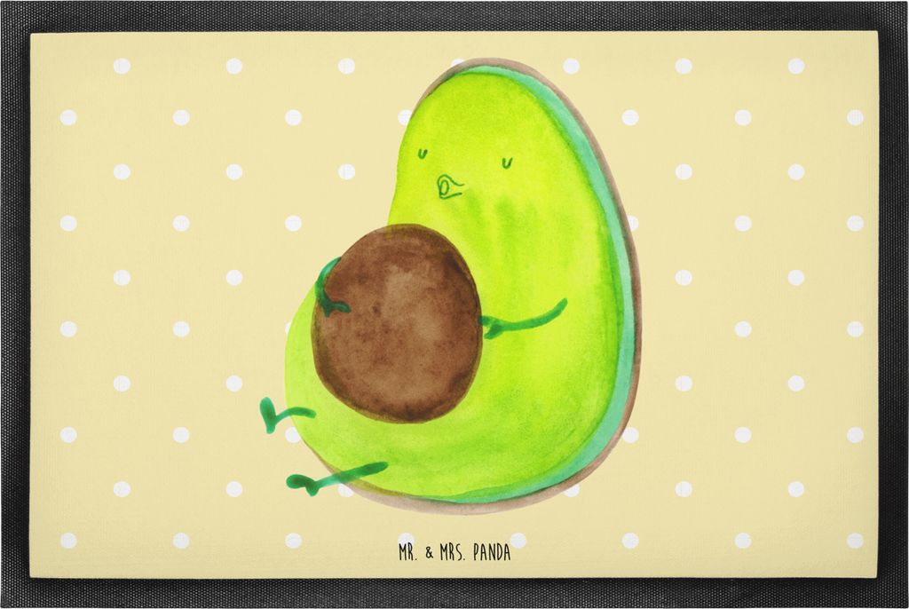 Mr. & Mrs. Panda Schuhabstreifer Avocado Pfeifen 60 x 90 cm - Gelb Pastell - Geschenk, Gummimatte, Fußabtreter, Fußabstreifer, Abnehmen, Ernähru...