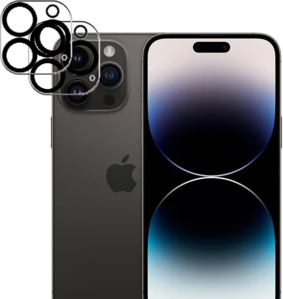 2x Kameraschutzfolie für iPhone 14 Pro Max Doppelpack Linsenschutz mit schwarzen Ringen