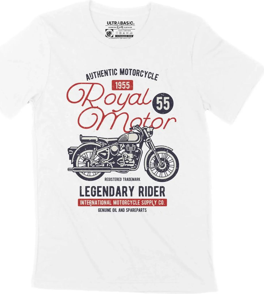 Herren Grafik T-Shirt Royal Motor seit 1955 - legendäres Fahrermotorrad – Royal Motor Since 1955 - Legendary Rider Motorcycle – Geschenk 69.
