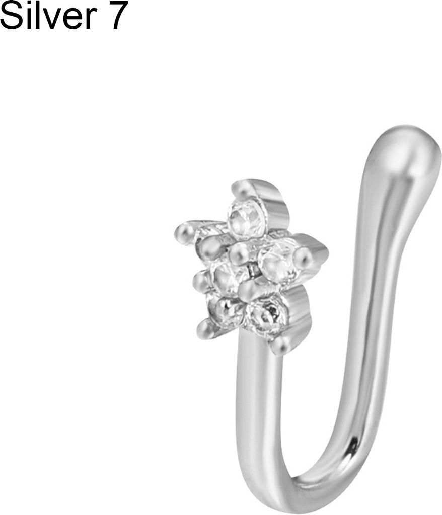 Nasenmanschetten, bezaubernd, trendig, nicht durchdringend, einfach zu tragen, Nasenringe für Damen, für Party-Silber 7