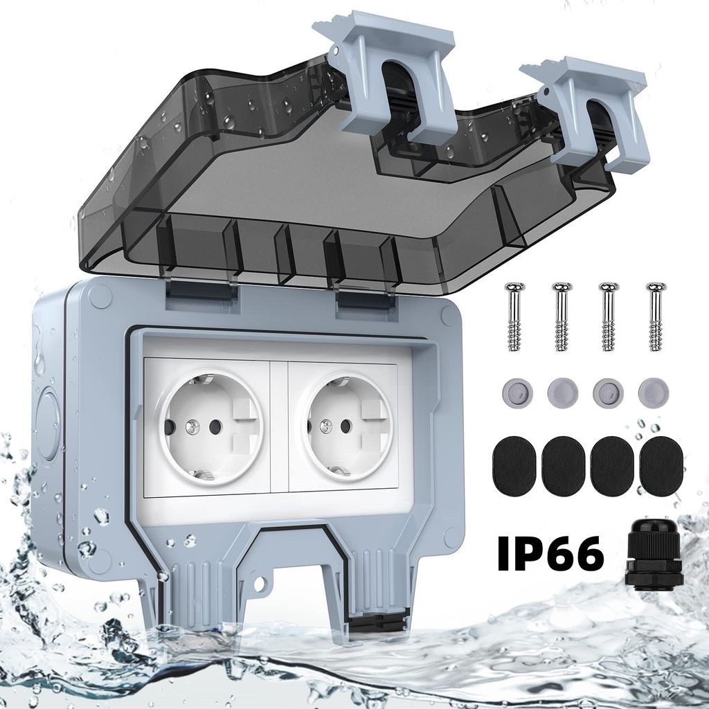 Wandsteckdose Wasserdichte Staubdicht IP66 für Außenbereich Steckdose Box 250V