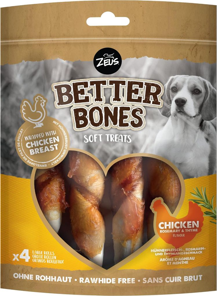 Zeus BetterBones Rolls mit Hühnchen, Rosmarin & Thymian - 4er Pack