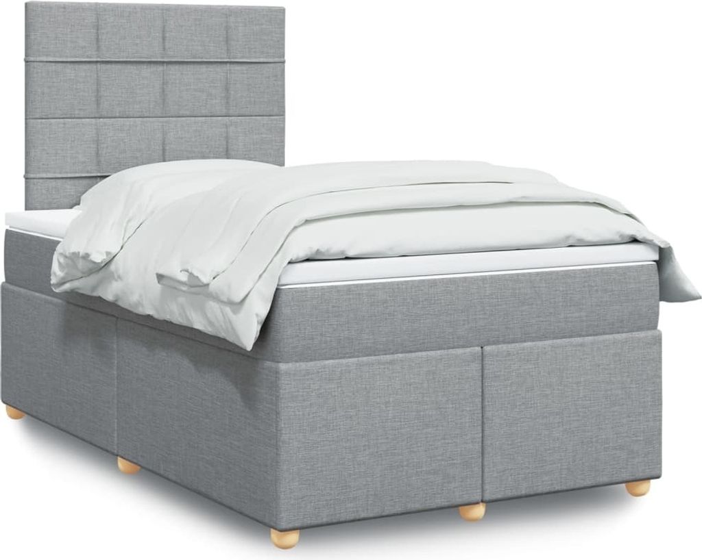 "2026 Promotion" Boxspringbett mit Matratze - Hellgrau 120x200 cm - Stoff - Polsterbett CC15578
