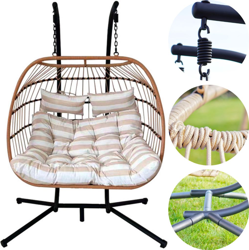 Hängesessel Gartenschaukel Cocoon Schaukelkorb Storchennest Boho Zweisitzer