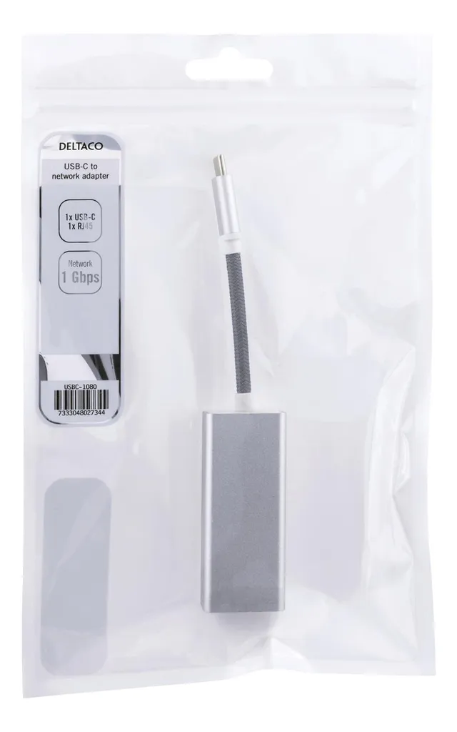 Adaptateur Réseau USB-C Gigabit RJ45 DELTACO Argent - Transfert Fluide