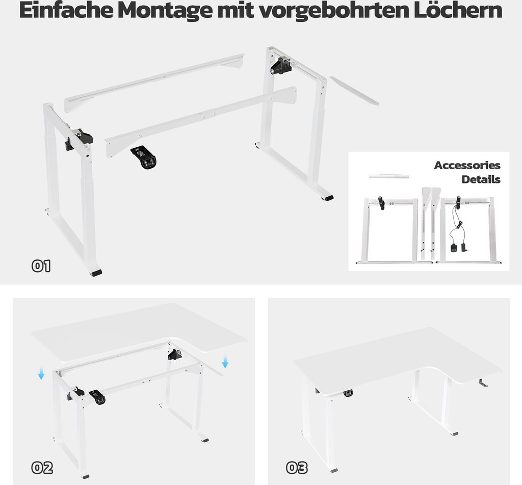 Dripex Schreibtisch elektrisch 180x110cm, L-förmiger Produktbild 7