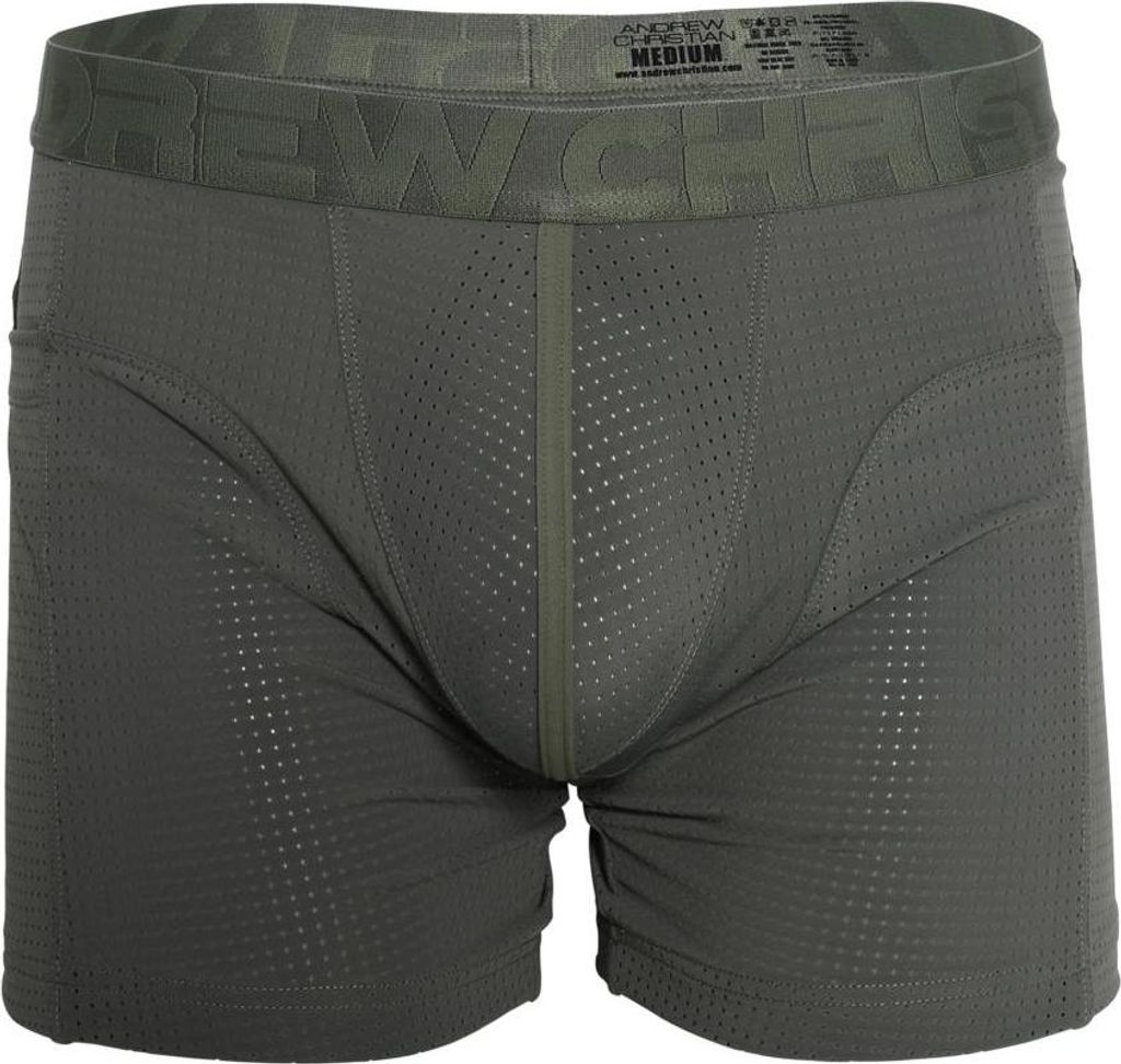 Andrew Christian Vibe Breeze Mesh Gym Boxer Olive - Größe S