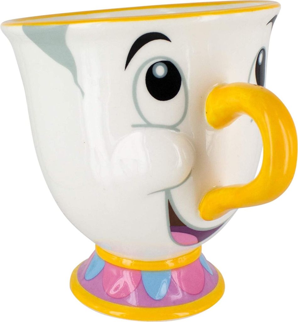 A ceramic mug shaped like the character Chip from Disney's Beauty and the Beast.