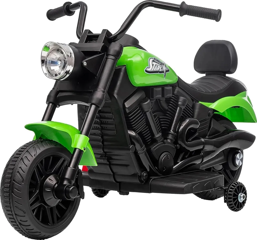 Mini moto électrique 6V pour enfant verte avec musique et phares à LED