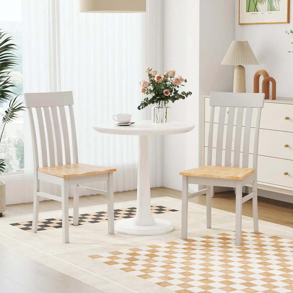 Set di 2 sedie da pranzo COSTWAY, sedie da cucina in legno con schienale, sedie per tavolo da pranzo fino a 150 kg, sedie per sala da pranzo cucina soggiorno (naturale)