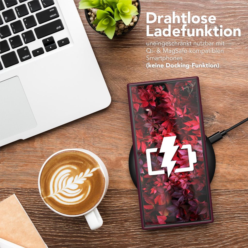 EAZY CASE Clear Hybrid Bumper Hülle für Samsung Galaxy S24 Ultra, Handyhülle stoßfest mit Kameraschutz, Handycase dünn in Rot