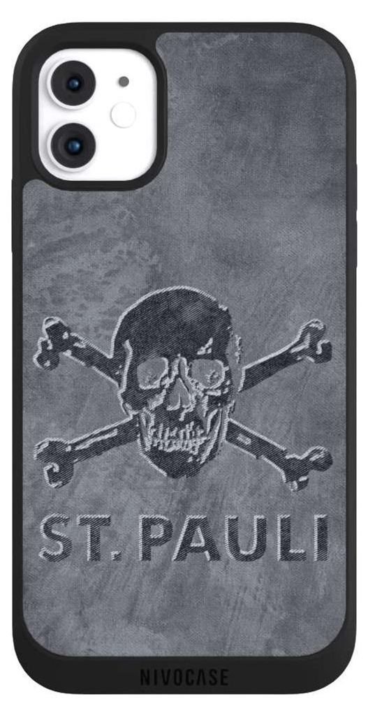 NIVOCASE Handyhülle für Apple iPhone 11 Hülle NIVOpure Case Schwarz Beton FC St. Pauli Logo