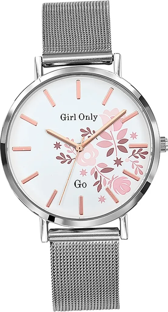 Montre Élégante Femme pour Soirée et Travail Argent Motif Fleurs GO