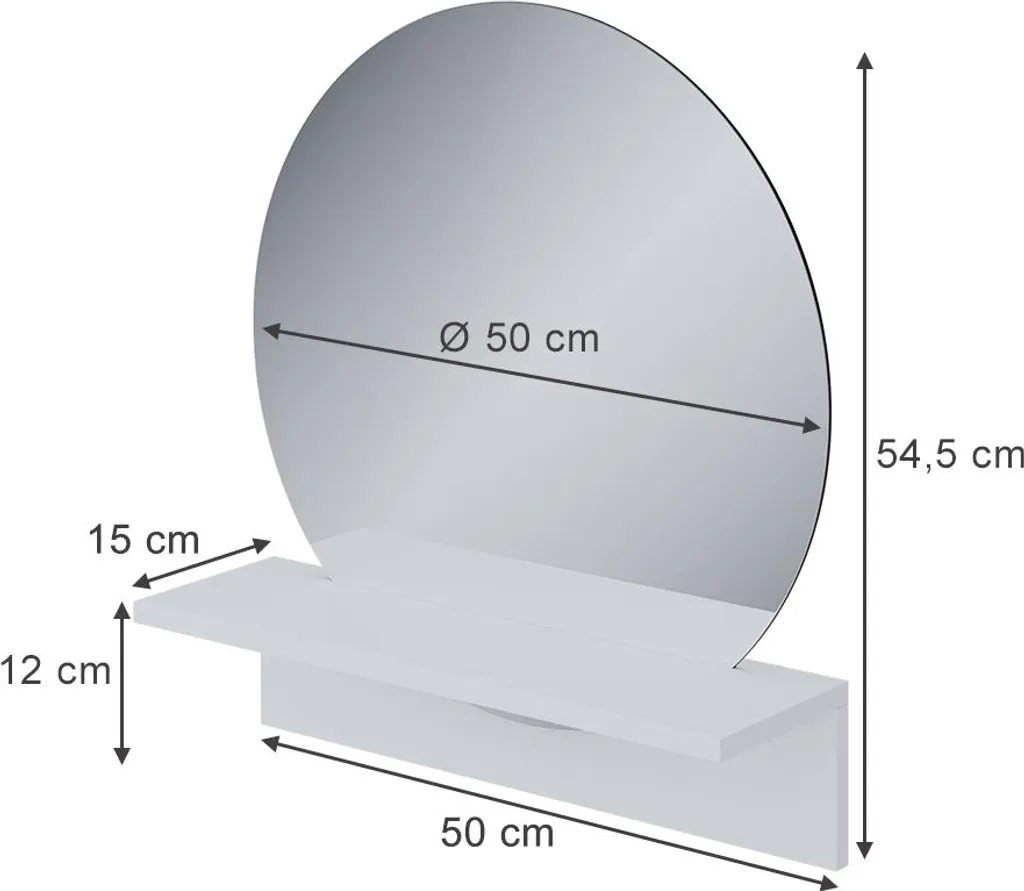 Miroir avec tablette Vicco Elyra 50 cm blanc rangement intégré chic