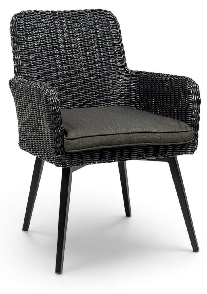 Dining-Gartenstuhl | Pisa | Schwarz | Rattan | 2er Set Produktbild 