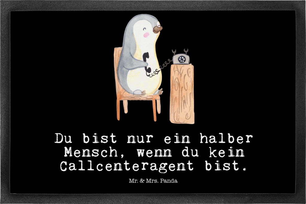 Mr. & Mrs. Panda Schmutzfangmatte Callcenteragent Herz 50 x 75 cm - Schwarz - Geschenk, Witzig, Fußabtreter, Schuhabstreifer, Customer Service, Lu...